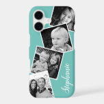 Custom 4 Square Photo Collage Teal Custom Name<br><div class="desc">Showcase your favorite memories with this custom 4 square photo collage case featuring your personalized name. Perfect for those who love to keep their loved ones close, this case combines style and protection. The design allows you to display multiple photos, making it a unique and personal accessory. This case is...</div>