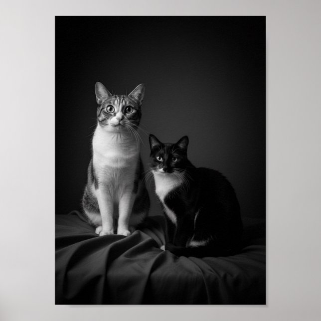 Custom 4K Black & White Pet Portrait Poster  (Devant)