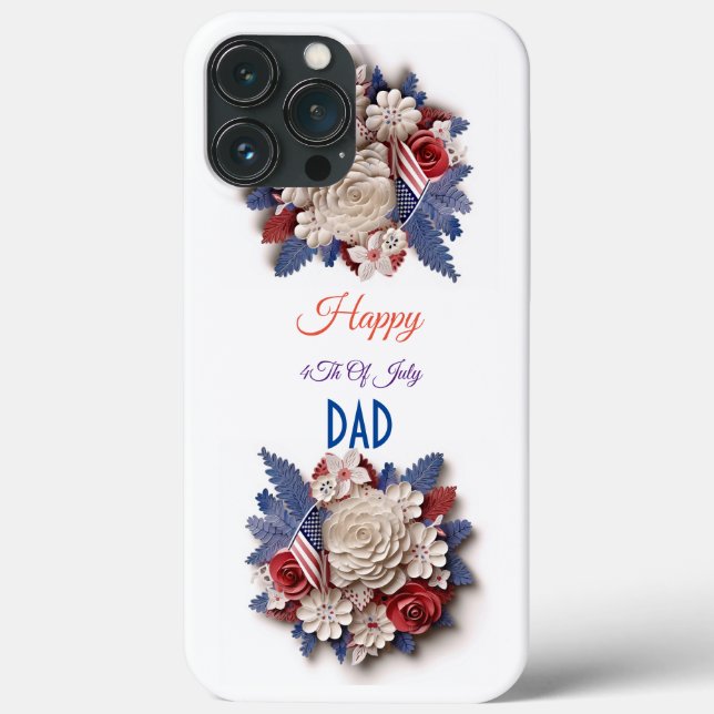 Custom 4Th Of July: 3D Patriotic Flowers Case-Mate iPhone Case (Back)