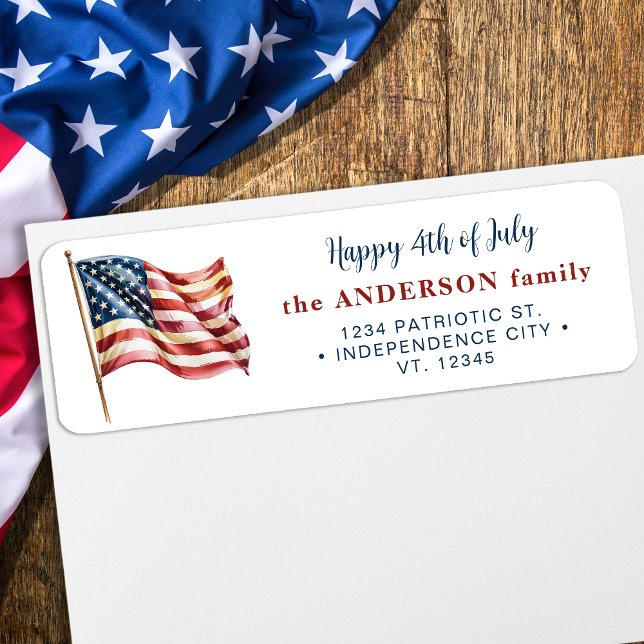 Custom 4th Of July US American Flag Return Address (Creator Uploaded)