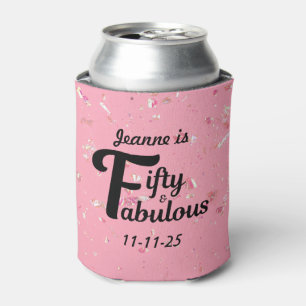 Custom 50 and Fabulous Happy Fiftieth Birthday Can Cooler