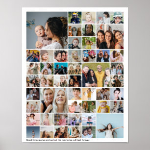Custom 50 Picture Photo Tiles Collage Memory Poster