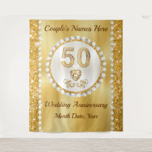 Custom, 50 year Anniversary Decorations, BACKDROP Tapestry