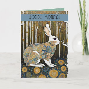Custom 50th Art Nouveau Rabbit Birthday  Thank You Card