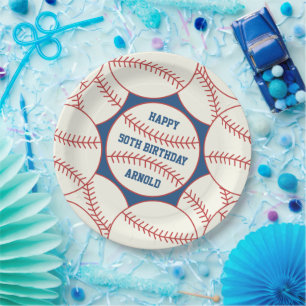 Custom 50th Birthday Baseball Paper Plate