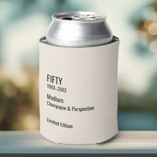 Custom 50th Birthday Funny Museum Label Chic Can Cooler