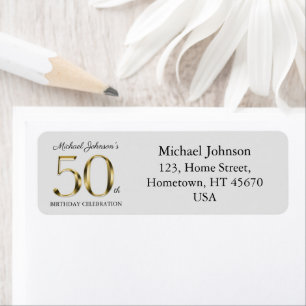 Custom 50th Birthday Gold Text Grey Adresse de ret