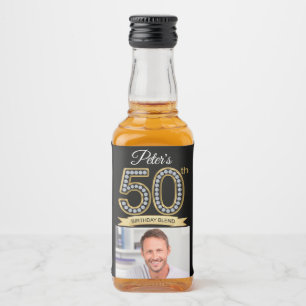 Custom 50th Birthday Party Mini Liquor Favour Labe Liquor Bottle Label