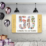 Custom 50th Birthday Party Neutral Photo Collage Banner<br><div class="desc">Create your own photo collage banner for a 50th Birthday Party. The template is set up for you to add your custom name or wording and your favourite photos. Your photos will automatically appear as a photo collage in the shape of the number 50. The banner has neutral beige sand...</div>