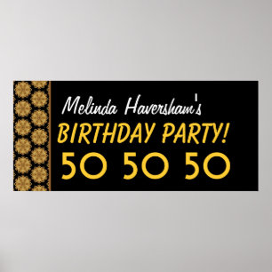Custom 50th Birthday Party or Any Year Gold Stars Poster
