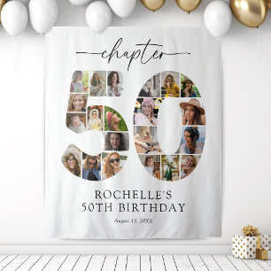 Custom 50th Birthday Photo Collage Wall Tapestry