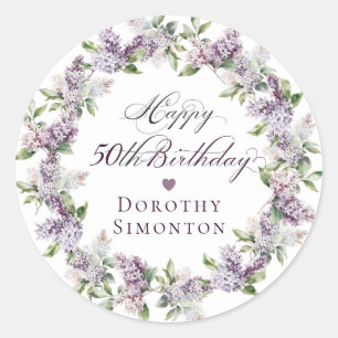 Custom 50th Birthday Purple Lilac Envelope Seal