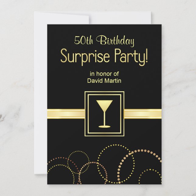 Custom 50th Birthday Surprise Party Invitations (Front)