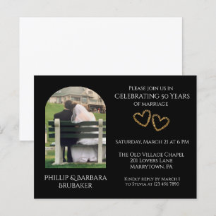 Custom 50th Wedding Anniversary Arch Photo Hearts  Invitation Postcard