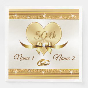 Custom 50th Wedding Anniversary Dinner Napkins