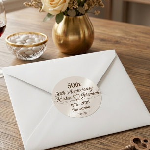 Custom 50th Wedding Anniversary keepsake Classic Round Sticker