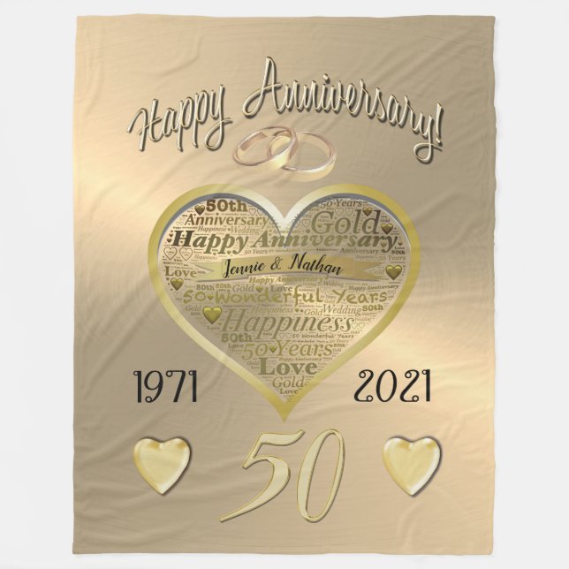 Custom 50th Wedding Anniversary Throw Blanket (Front)
