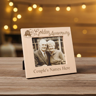 Custom 50th Wedding Golden Anniversary with Bells  Etched Frames