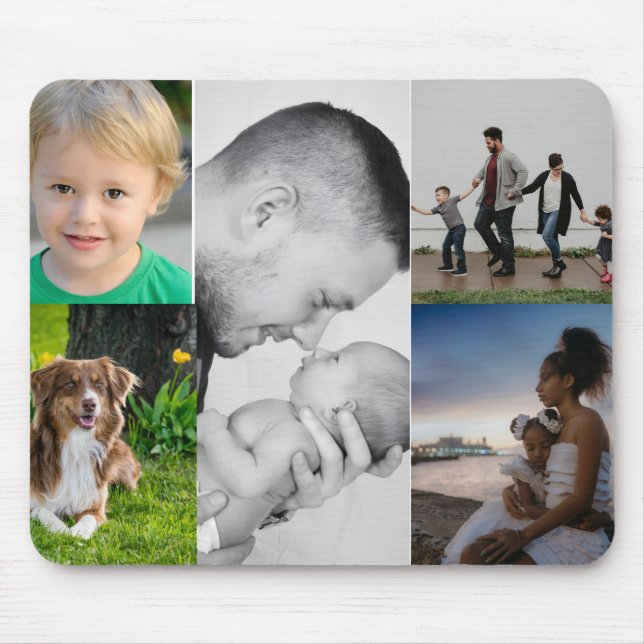 Custom 5 Photo Collage Personalized Mouse Pad (Front)