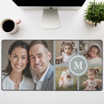 Custom 5 Photo Collage Sage Green Family Desk Mat<br><div class="desc">Personalize your workspace with this elegant desk mat featuring a customizable 5-photo collage design and soft sage green accents. Perfect for showcasing family memories,  pets,  or favourite moments,  this desk mat combines functionality with sentimental value,  making it ideal for home offices or gifting.</div>