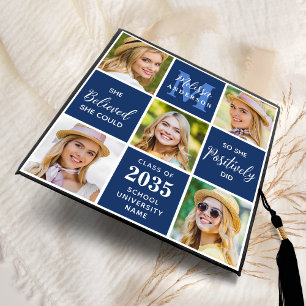 Custom 5 Photo Collage Unique Monogram Graduate Graduation Cap Topper
