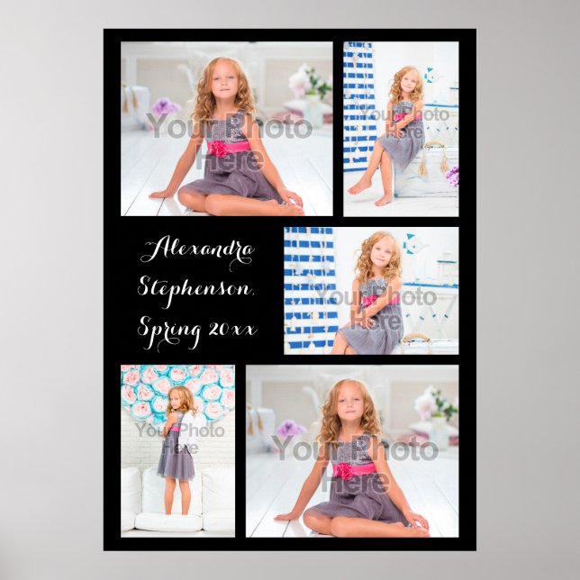 Custom 5 Photo Personalized Collage Print (Front)