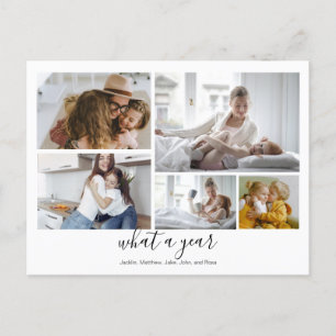 Custom 5 Photos Typography Holiday Postcard
