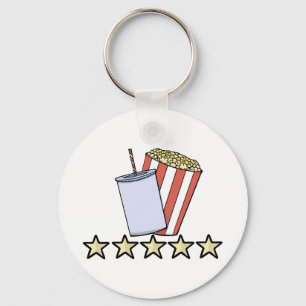 Custom 5 Star Movie Review Popcorn Drink Film Keychain