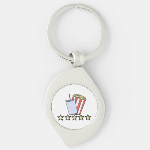 Custom 5 Star Movie Review Popcorn Drink Film Keychain
