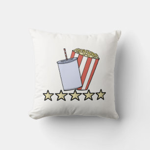 Custom 5 Star Movie Review Popcorn Drink Film Throw Pillow