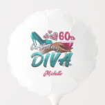 Custom 60th Birthday African American Black Diva   Balloon<br><div class="desc">Add an festive touch to a 60th birthday celebration with this modern, elegant balloon. Scatter them around a room or give them as mementos to guests. The balloon has an aqua blue and wine graphic with wording that says: 60th birthday Diva. There is space to personalize the guest of honour's...</div>