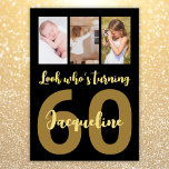 Custom 60th Birthday Gold Modern Photo Collage Invitation<br><div class="desc">Put a smile on a face with this personalized 60th birthday modern script photo collage Invitation. You can add cute childhood or anything you like. - Simply click to personalize this design - For an eco friendly option - choose digital 🔥 My promises - This design is unique and is...</div>