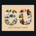 Custom 60th Birthday or Anniversary Photo Montage  Poster<br><div class="desc">Celebrate a memorable milestone birthday with our 60th Birthday Photo Collage Event Poster from The Arty Apples. Perfect for honouring a grandmother,  grandfather,  husband,  wife,  or any special person turning 60,  this poster features a stunning collage of cherished photos to commemorate their special day.</div>