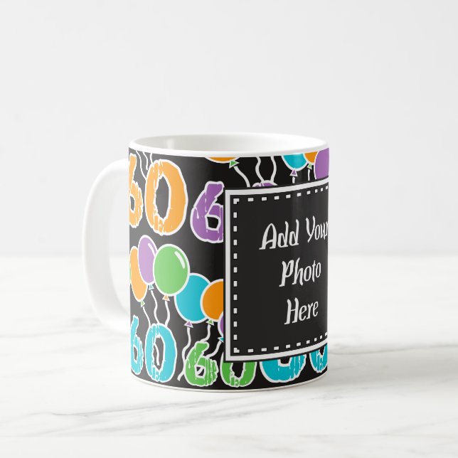 Custom 60th Birthday Photo Colourful Mug (Front Left)