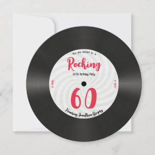 Custom 60th Birthday Retro Music Record Rocking  Invitation