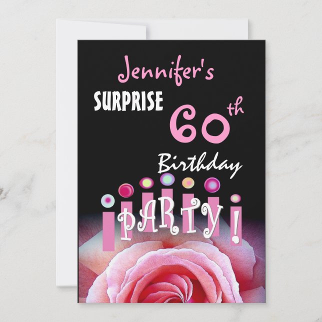 Custom 60th SURPRISE Birthday Party Invitation (Front)