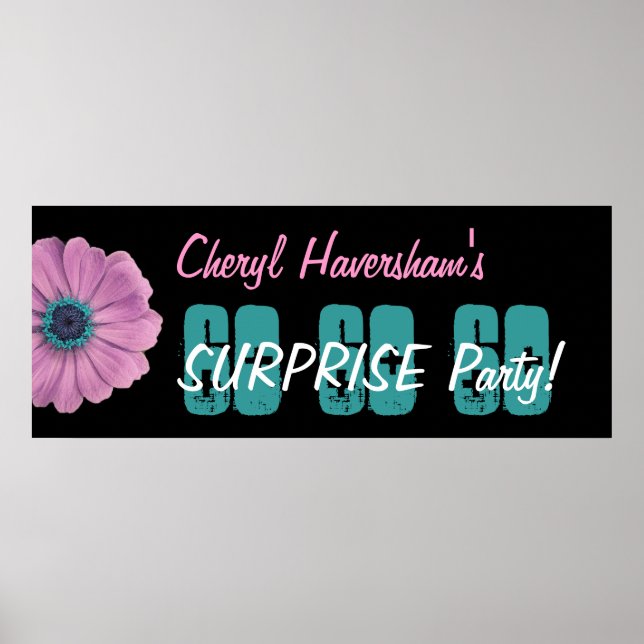 Custom 60th Surprise Birthday Party Pink Daisy Poster (Front)