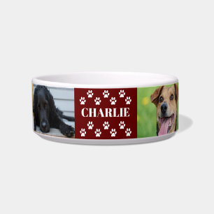 Custom 6 Pet Photo Collage Dog Name  Bowl
