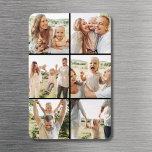 Custom 6 Photo Black Collage Modern Simple  Magnet<br><div class="desc">Display your favourite memories with sleek, modern flair using this Custom 6-Photo Black Collage Magnet. Featuring a minimalist black background and six-photo grid layout, this personalized magnet is the perfect way to showcase family moments, travel adventures, or pet snapshots. Add your own custom text—like a name, date, or short message—for...</div>