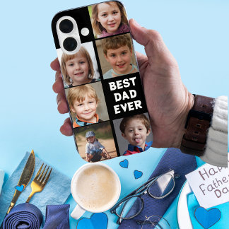 Custom 6-Photo Collage "Best Dad Ever"  iPhone 16 Case