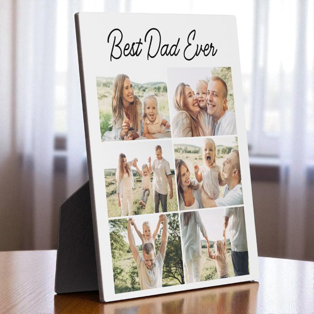 Custom 6 Photo Collage Best Dad Ever  Plaque (Creator Uploaded)