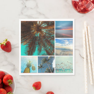 Custom 6 Photo Collage Personalized Paper Napkin