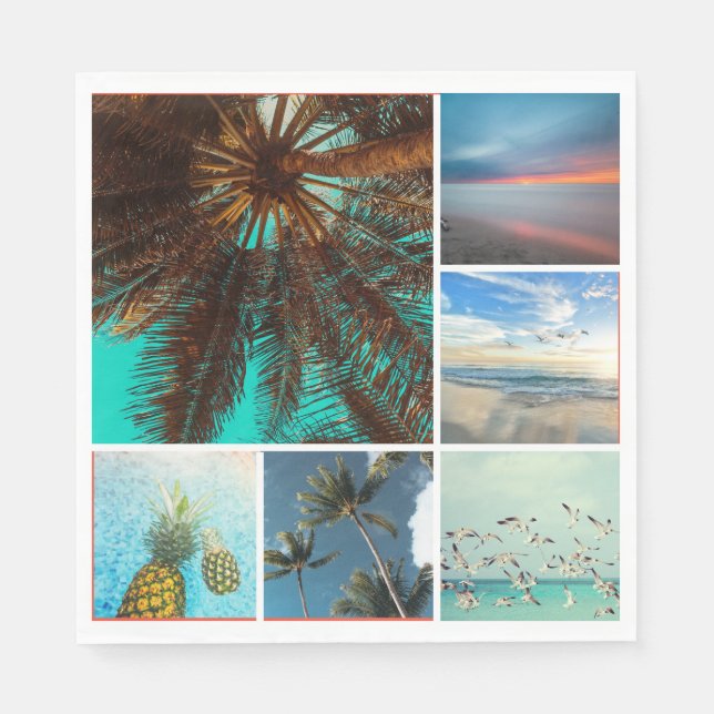 Custom 6 Photo Collage Personalized Paper Napkin (Front)