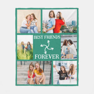 Custom 6 Photo Vertical BFF Gift for Her Text Fleece Blanket