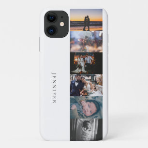 Custom 6 Photo & Your Name or Mongoram White iPhone 11 Case
