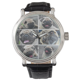 Custom 6 photos collage chien-amant montre
