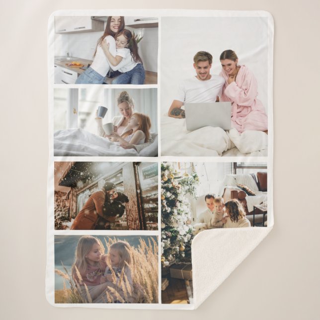 Custom 6 Photos Instagram Collage Sherpa Blanket (Front)