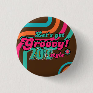 Custom 70's Retro Disco Birthday Boogie Groovy  1 Inch Round Button