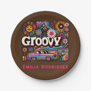 Custom 70's Retro Disco Birthday Boogie Groovy  Paper Plate