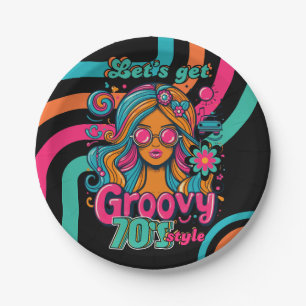 Custom 70's Retro Disco Birthday Boogie Groovy  Paper Plate